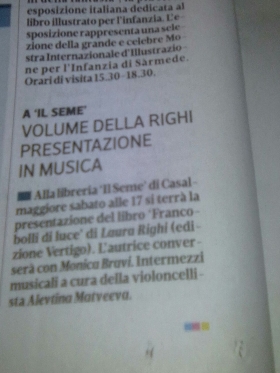 Articolo giornale locale "la provincia" cr - VERTIGO BOOKSHOP